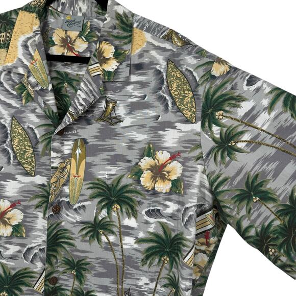 Royal Creations Hawaii Surf Hibiscus Button Down Shirt XXL Short Sleeve Aloha - Picture 5 of 12